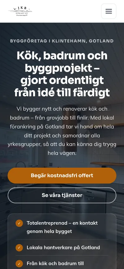 Exempelbygge: Jonas Kakel Bygg på mobil