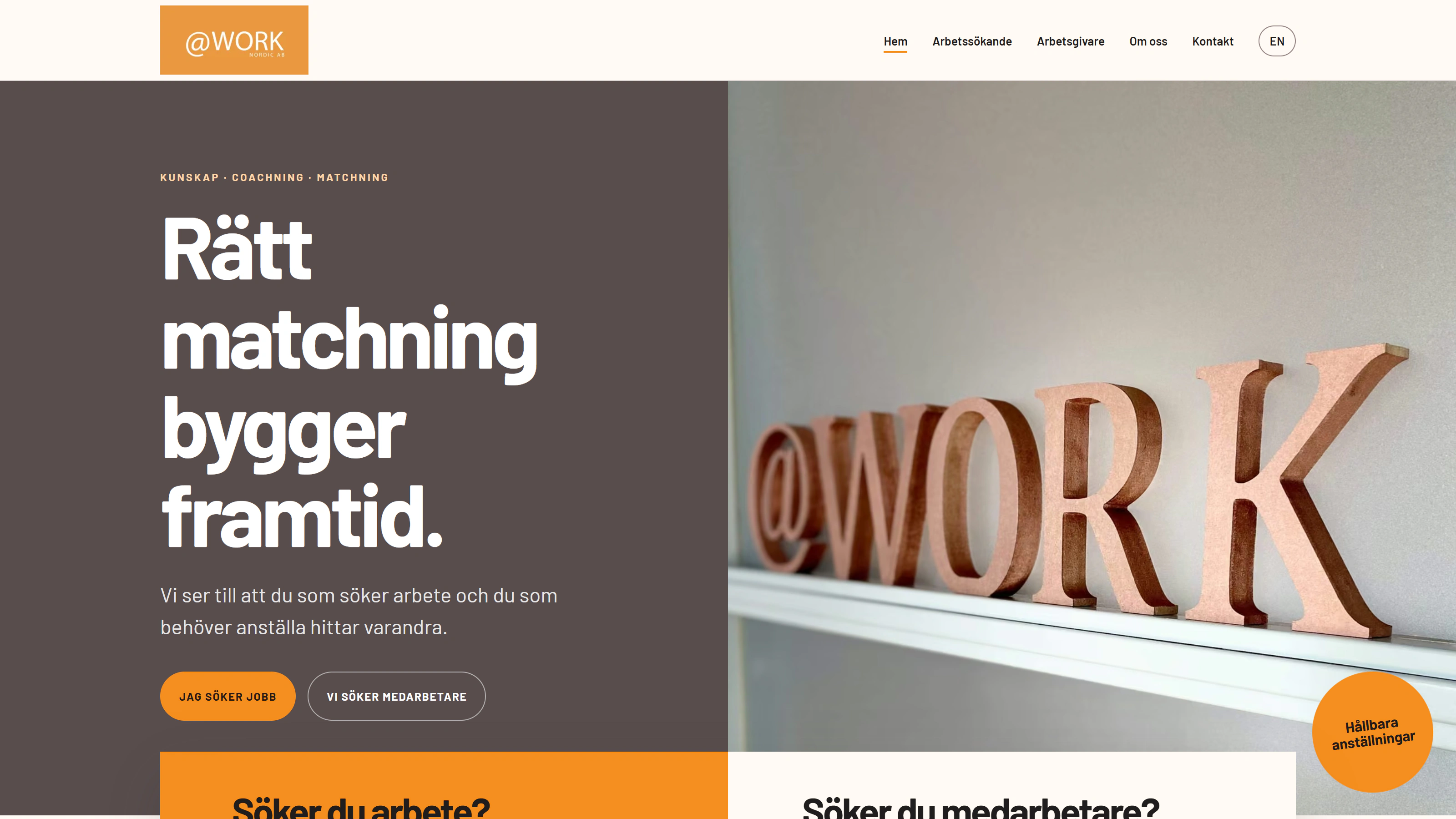 Skärmbild av startsidan för At Work Nordic
